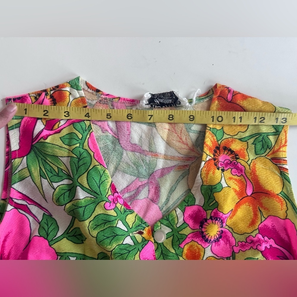 Vintage Aloha Authentic Hawaiian Originals Bright Pink Cotton Floral Dress S - Picture 8 of 11